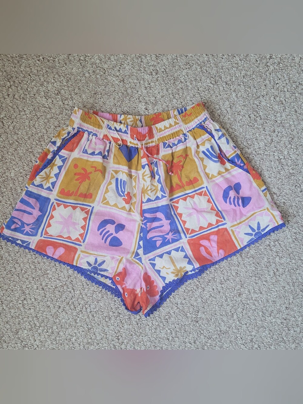 Farm Rio Linen Printed Colorful Shorts - Picture 3 of 6